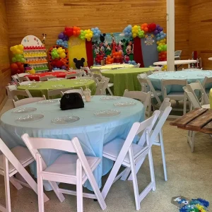 Event Tables, Resin Chairs & Decor Setup